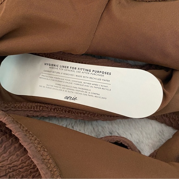 Aerie Crinkle Birthday Scoop Cheekiest One Piece Swimsuit Brown Pink Size XS - Picture 9 of 16